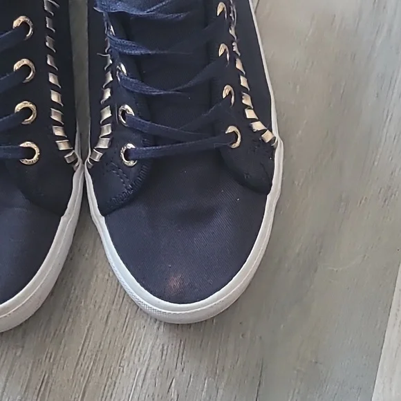 Jack Rogers Navy Blue Gold Embellishment Carter Canvas Sneakers Size 5.5 - Picture 4 of 7